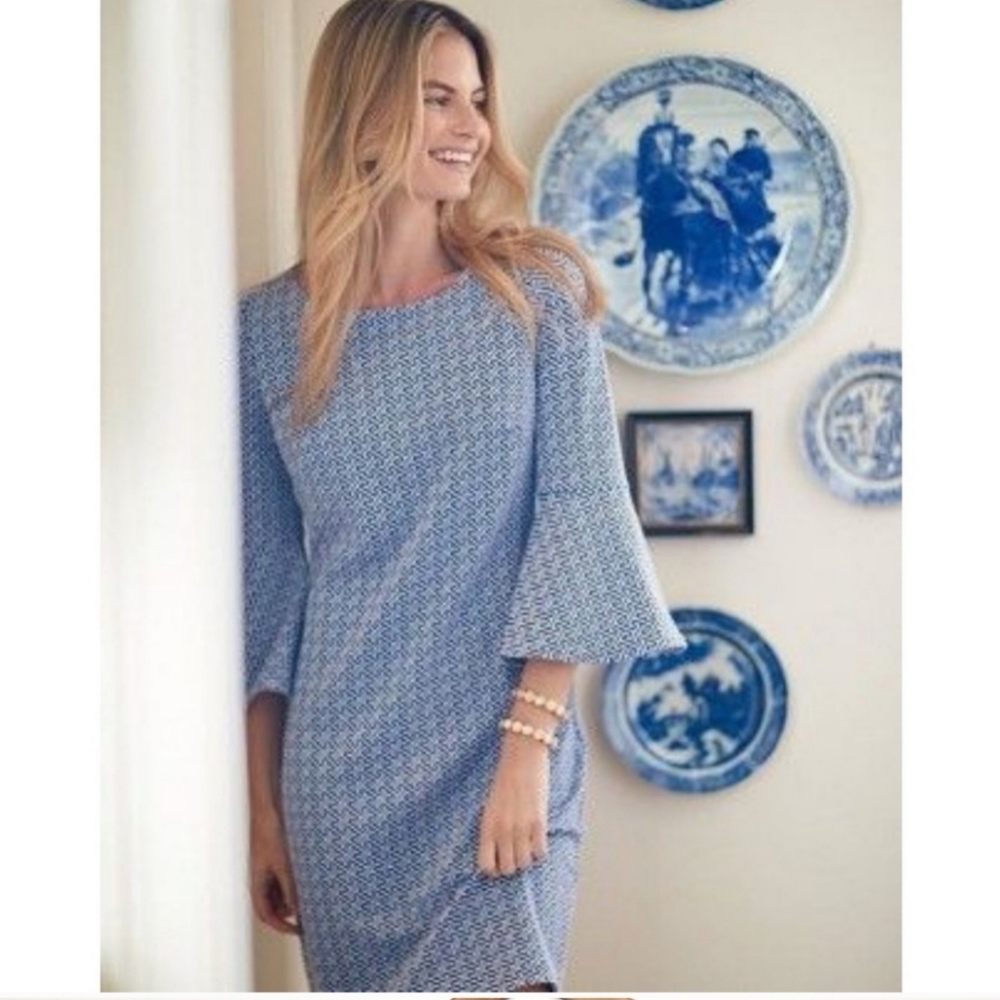 Tyler Boe Long Sleeve Blue Geometric Dress